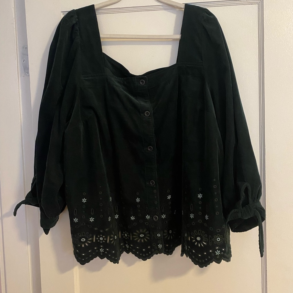 Madewell Dark Green Corduroy Blouse